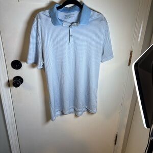 Men's Nike Blue and White Striped Golf Polo